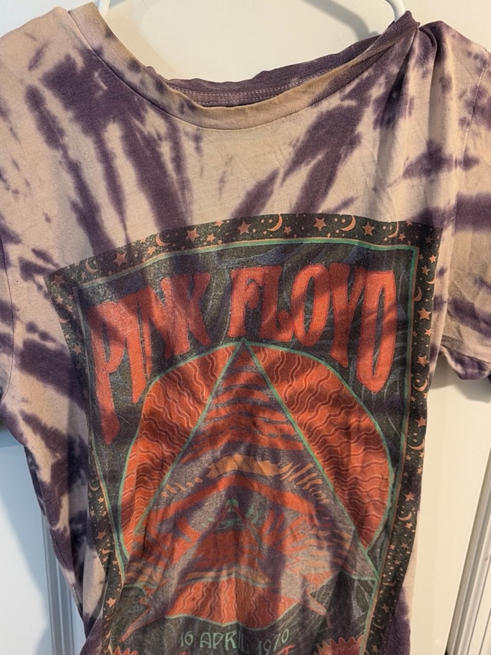 Pink Floyd Purple Tie-Dye Graphic Tee with Red & Orange Print - Kids